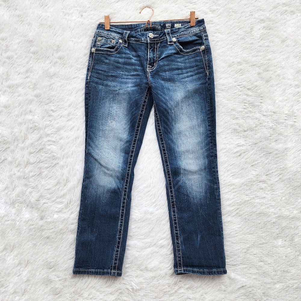 Miss Me Mid-rise Easy Crop Bling Pocket Jeans‎